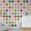 Decor Colorful Geometric Wallpaper Mural in a kid's bedroom