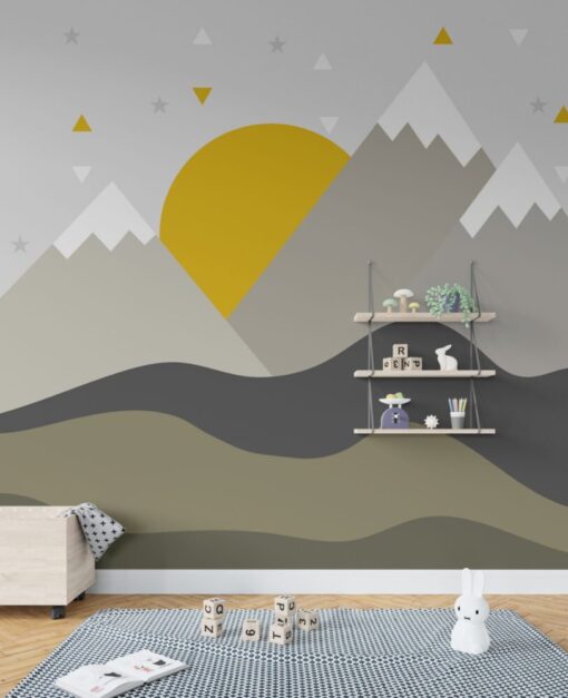 Mountain Sun Landscape Wallpaper Mural