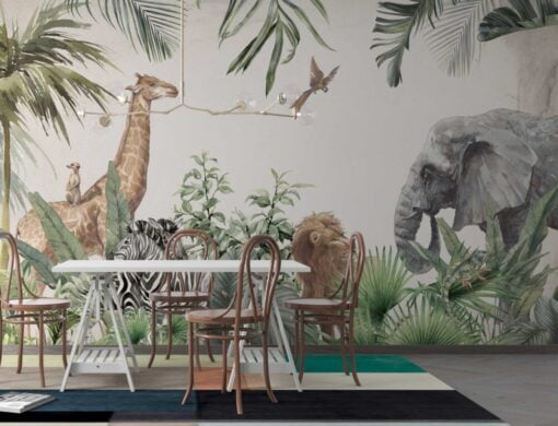 Tropical Decor Animals Wallpaper Mural