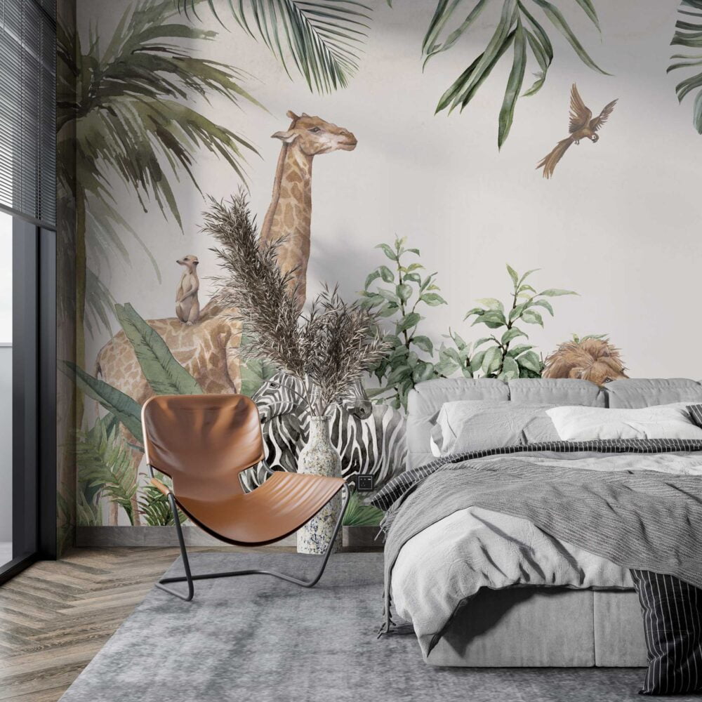 Tropical Decor Animals Wallpaper Mural