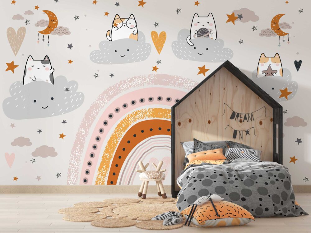 Cats in the Rainbow Wallpaper Mural