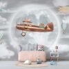 Airplane and Flying Balloons Wallpaper Mural