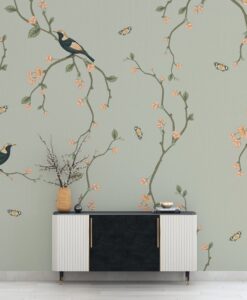Birds on Branch Wallpaper Mural