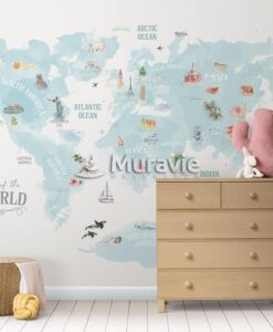 Adventure Kids World Map Wallpaper Mural