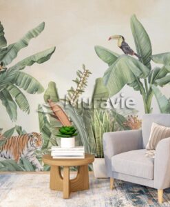 Modern Tropical Bedroom Wallpaper Mural