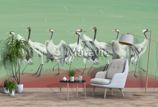 Green Storks Wallpaper Mural