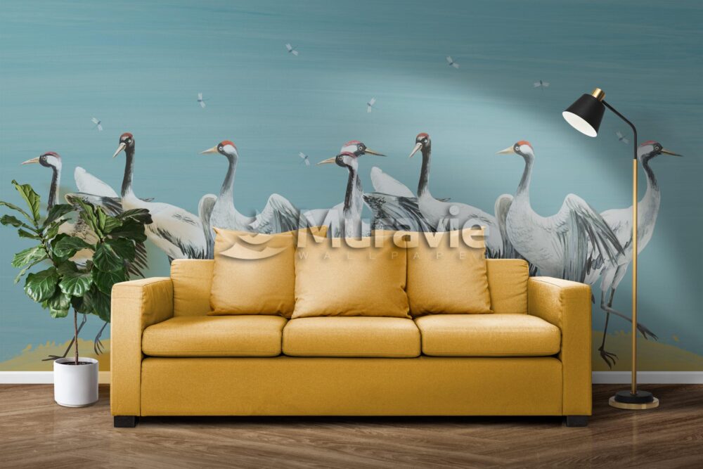 Blue Storks Wallpaper Mural