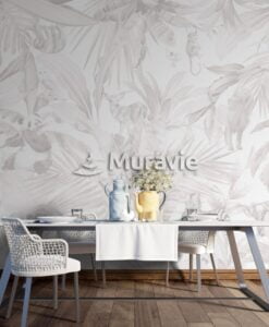 Beige Leaves Wallpaper Mural