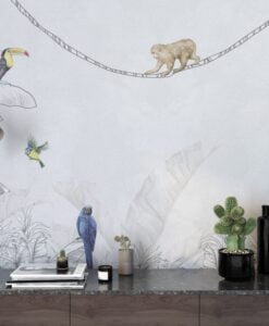 Tropical Sketch Animals Wallpaper Mural