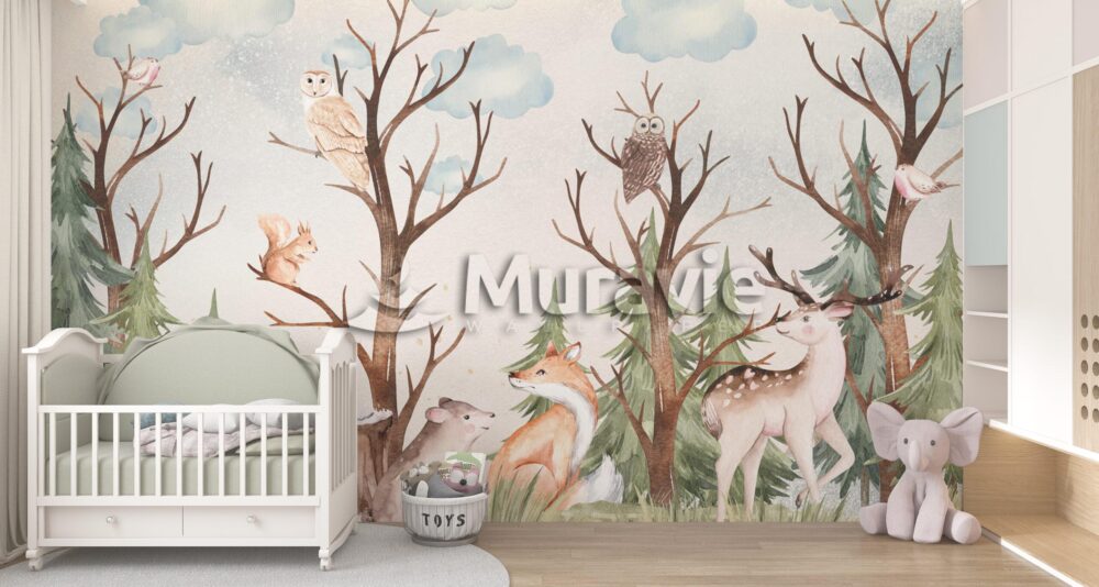 Kids Forest and Animals Wallpaper Mural