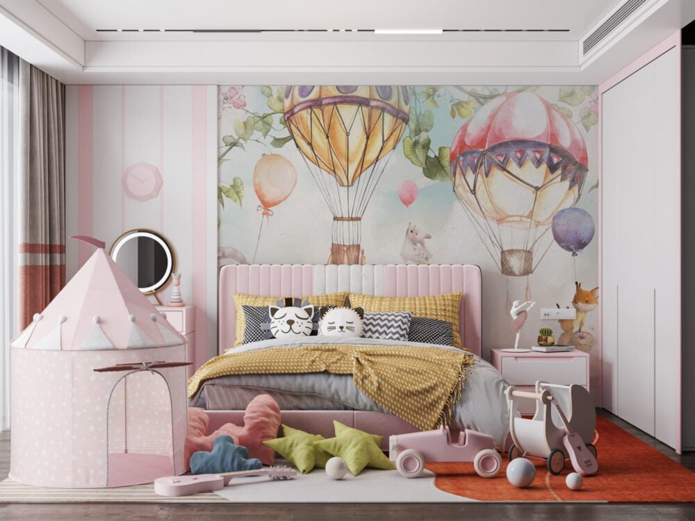 Balloons Animals Kids Wallpaper Mural | Silk Interiors Wallpaper Australia