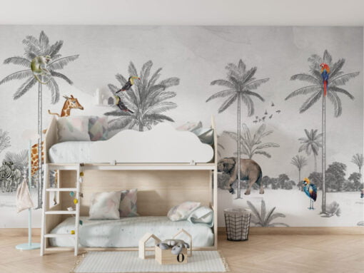 Tropical Jungle Animals Wallpaper Mural