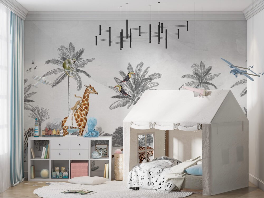 Tropical Jungle Animals Wallpaper Mural