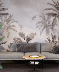 Palm Tree and Birds Wallpaper Mural