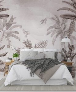 Palm Tree and Birds Wallpaper Mural