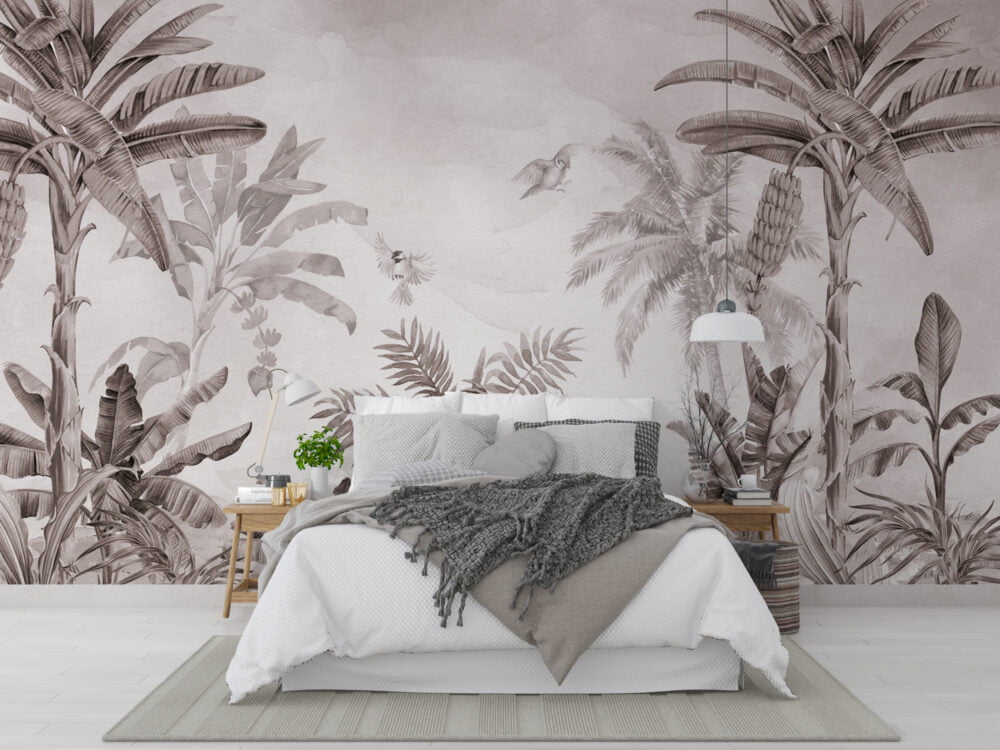 Palm Tree and Birds Wallpaper Mural