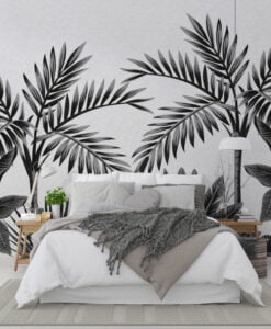 Black and White Tropical Tree Wallpaper Mural