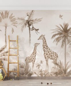 Two Giraffe Desing Wallpaper Mural