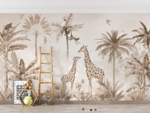 Two Giraffe Desing Wallpaper Mural