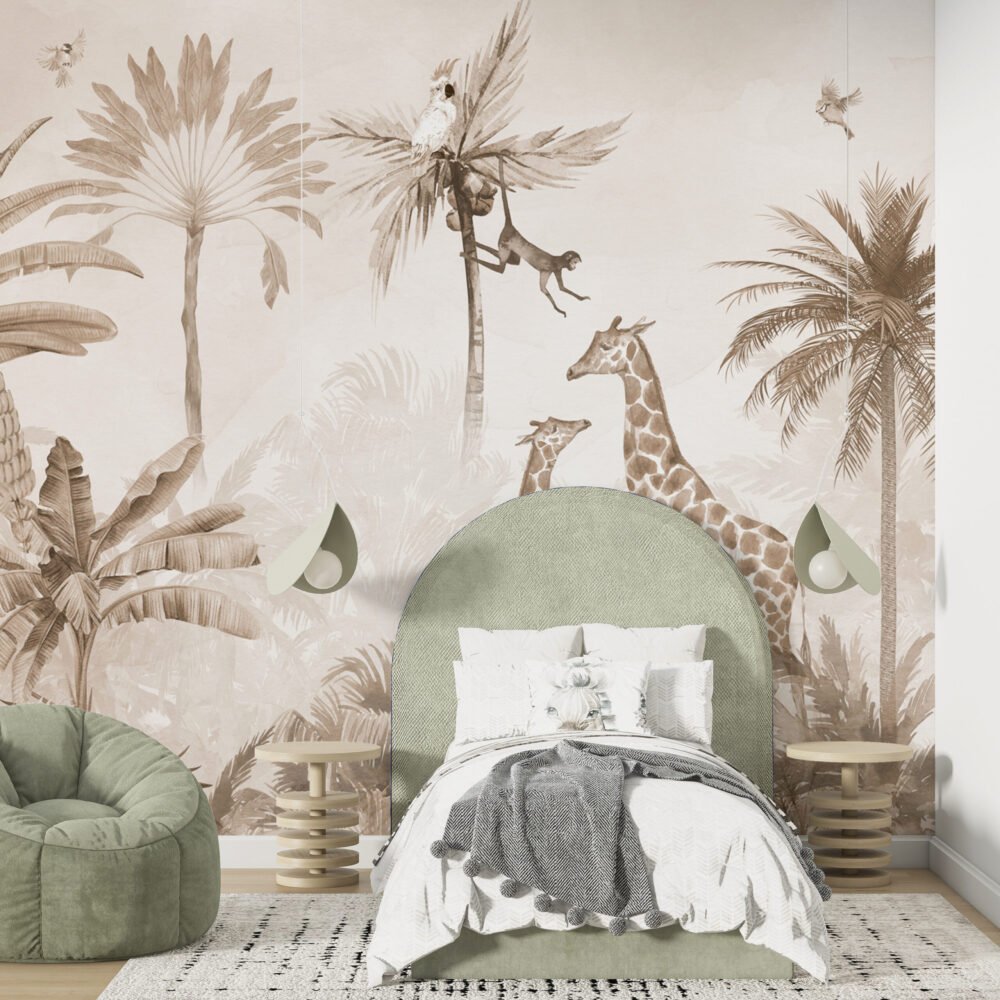 Two Giraffe Desing Wallpaper Mural