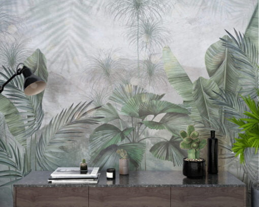 Big Tropical Leaves Living Room Wallpaper Mural