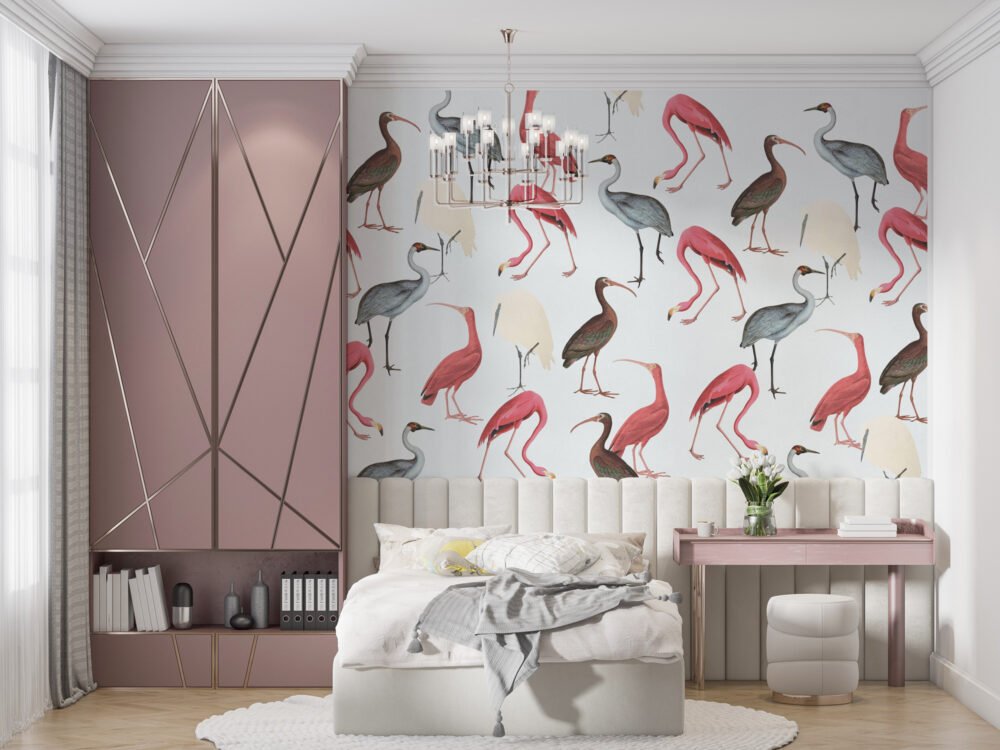 Flamingo Pattern Wallpaper Wallpaper Mural