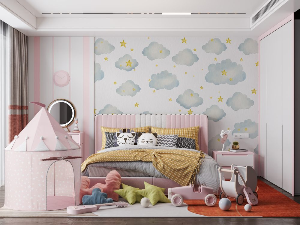 Stars and Clouds Wallpaper Mural