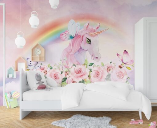 Unicorn and Rainbow Wallpaper Mural