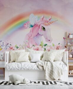 Unicorn and Rainbow Wallpaper Mural