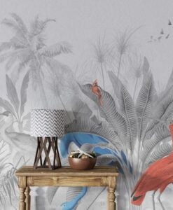 Black and White Flamingos Wallpaper Mural