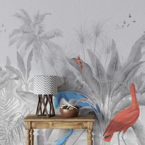 Black and White Flamingos Wallpaper Mural