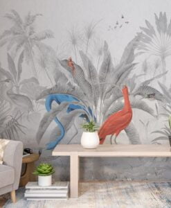 Black and White Flamingos Wallpaper Mural