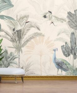 Palms and Jungle Animals Wallpaper Mural