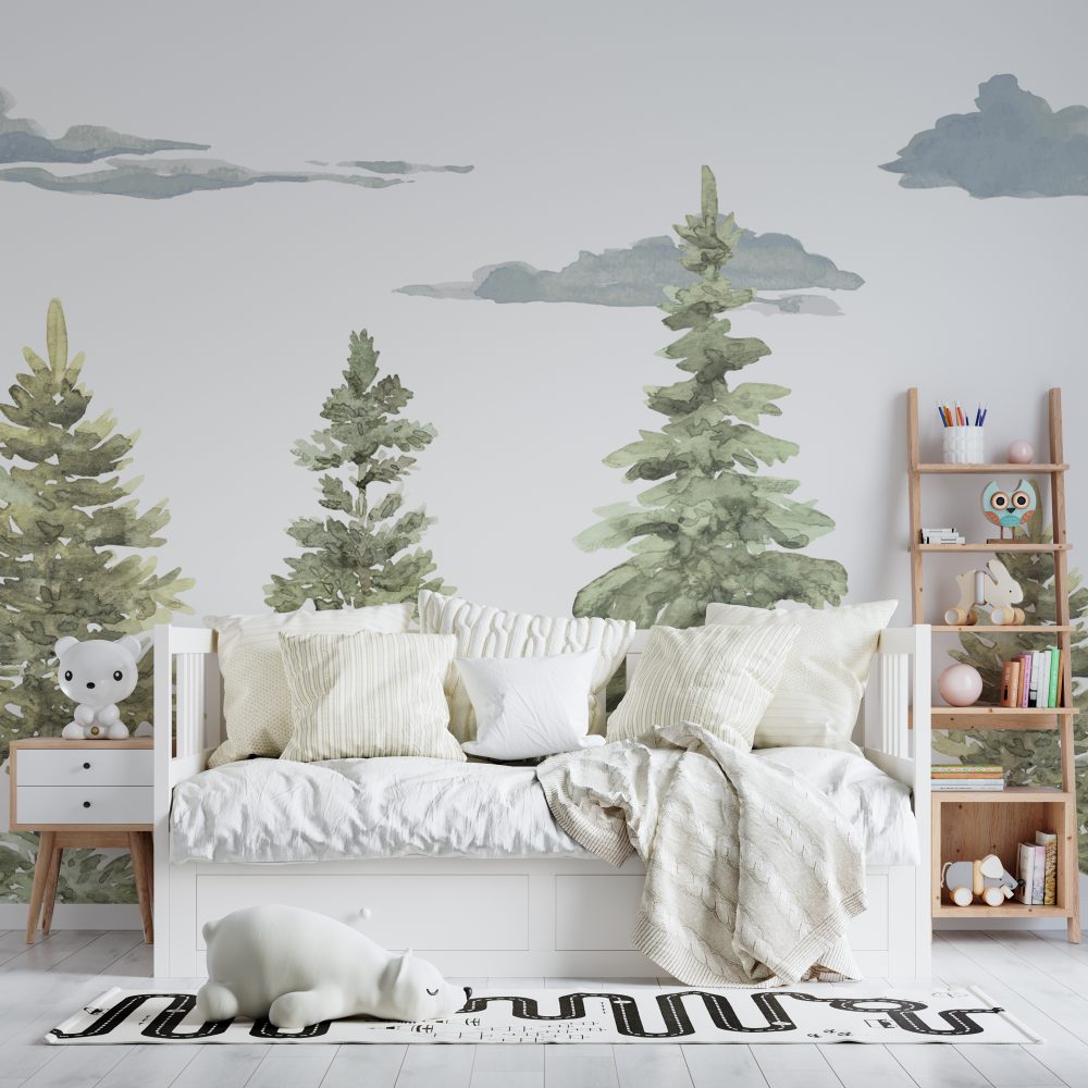 Watercolor Trees Wallpaper Mural