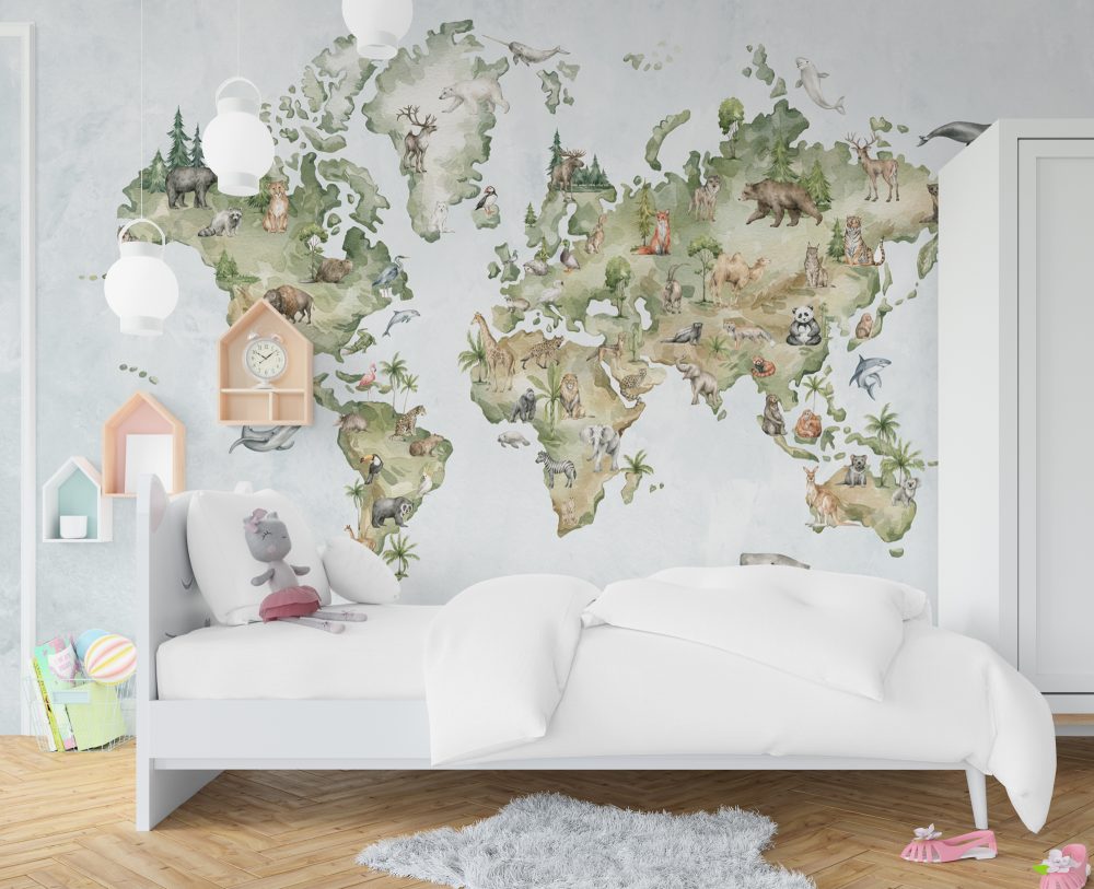 World Map Wallpaper for Kids Wallpaper Mural