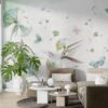 Watercolor Forest and Butterflies Wallpaper Mural