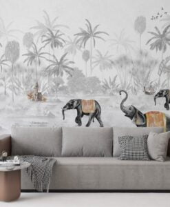 Elephants in the Forest Wallpaper Mural