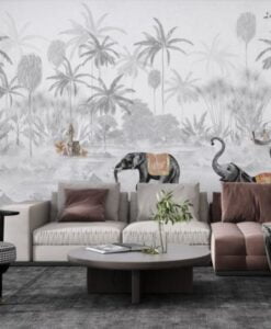 Elephants in the Forest Wallpaper Mural