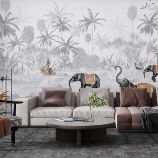 Elephants in the Forest Wallpaper Mural