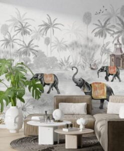 Elephants in the Forest Wallpaper Mural