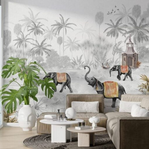 Elephants in the Forest Wallpaper Mural