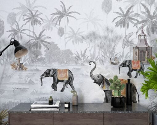 Elephants in the Forest Wallpaper Mural