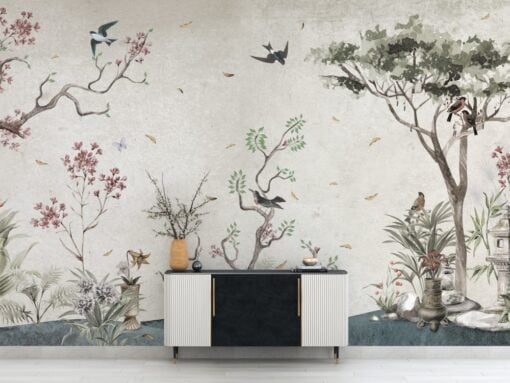 Birds in the Bush Wallpaper Mural