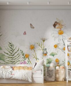 Butterfly Girl and Frog Kids Wallpaper Mural