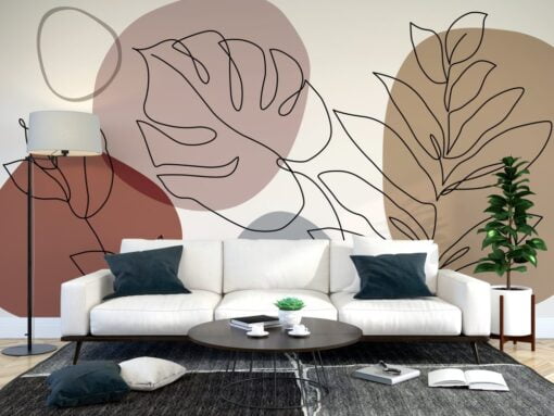 Boho Abstract Leaf Wallpaper Mural