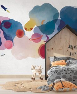 Watercolor Planets Kids Wallpaper Mural