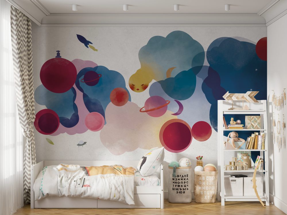 Watercolor Planets Kids Wallpaper Mural