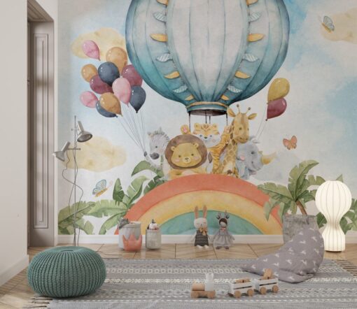 Animals in Baloon Wallpaper Mural