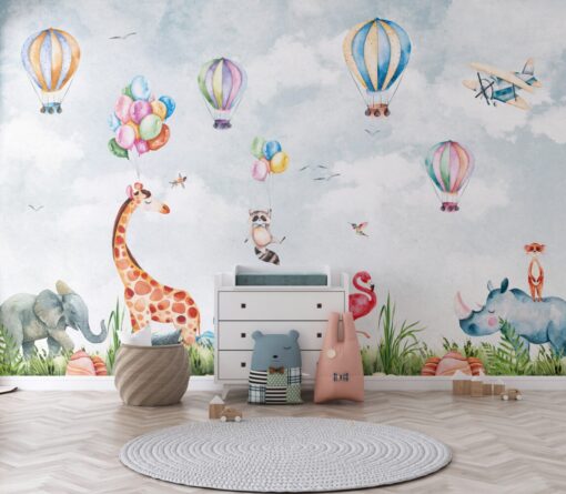 Airplanes and Balloons Wallpaper Mural