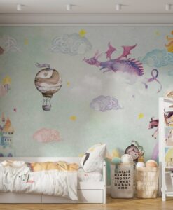 Dragon and Unicorn Wallpaper Mural